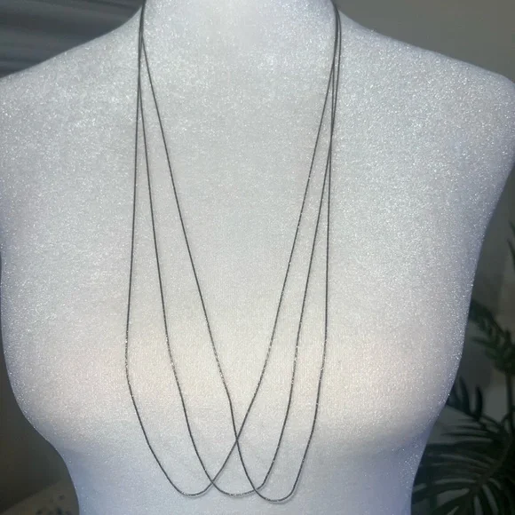 Sterling Silver Minimalist Multi-Strand Layered Necklace 925 Italy - Picture 3 of 9